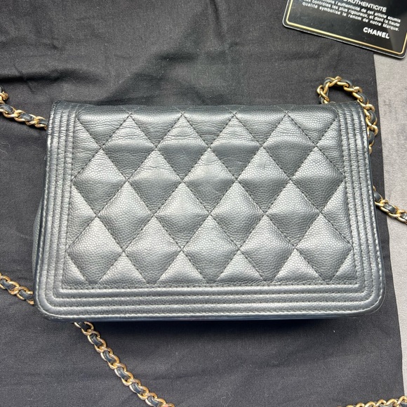 Chanel Caviar Quilted Boy Wallet On Chain WOC Black - Picture 5 of 17